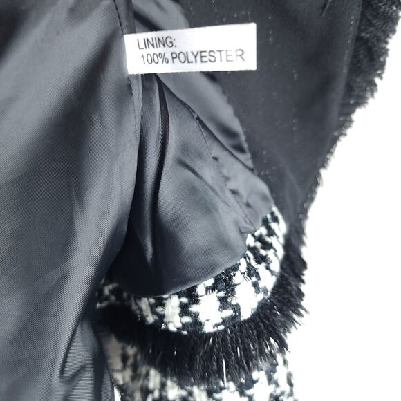 Shomi Petites Black & White Check Short Jacket- Size 8 - Long Sleeve - Picture 11 of 11